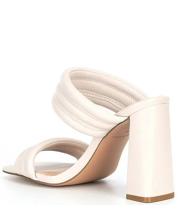 Leather Band Block Heel Mule Sandal
