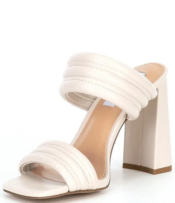 Leather Band Block Heel Mule Sandal