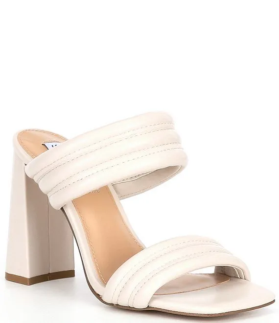 Leather Band Block Heel Mule Sandal