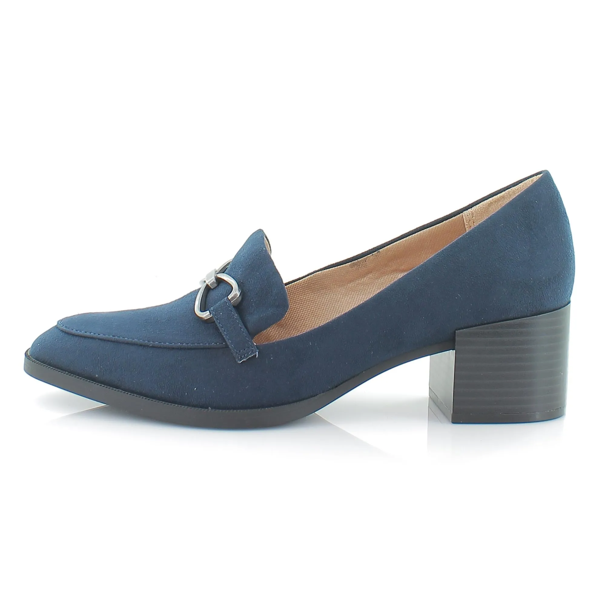 LifeStride Womens Devyn 2 Block Heel Loafer Lux Navy Fabric 9 M