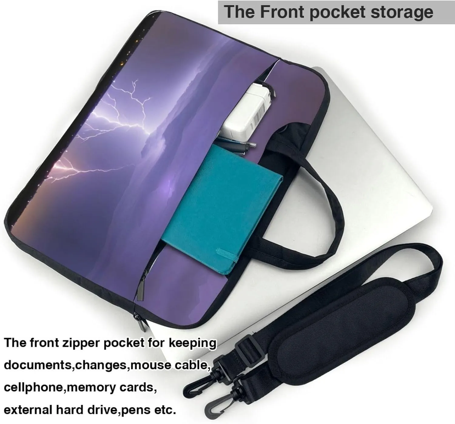 Lightning Storm Pattern Laptop Bag - with Soft Interior, Multiple Pockets - Ideal for Men, Travel and Business