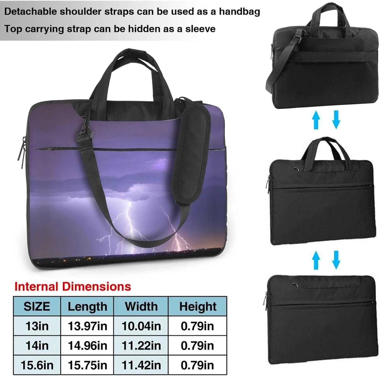 Lightning Storm Pattern Laptop Bag - with Soft Interior, Multiple Pockets - Ideal for Men, Travel and Business