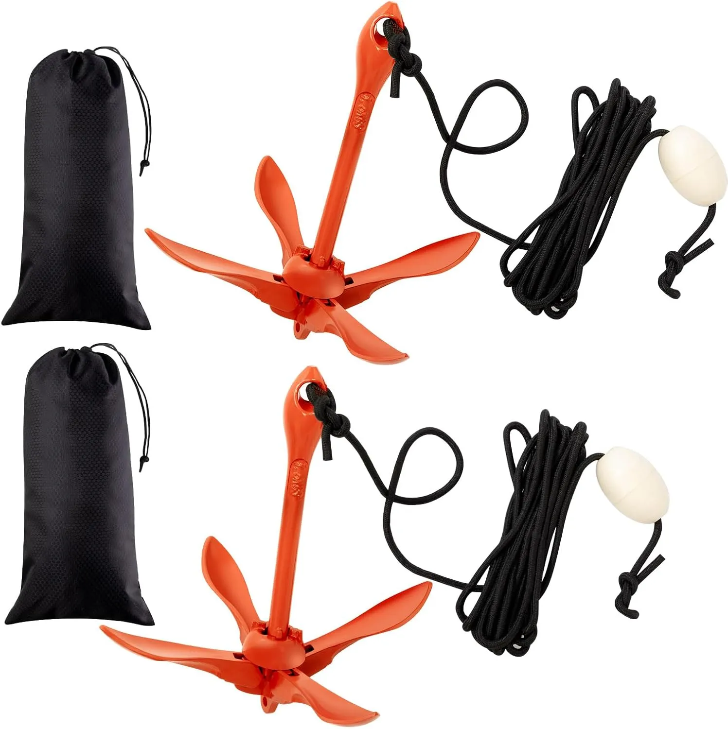 Lounsweer 2 Pack Marine Kayak Anchor Kit Grapnel Anchor Kit Folding Grapnel Anchor Boat Anchor with Foldable Claw Kayak Fishing Accessories for Small Boats Kayak Canoes Motorboat Paddle