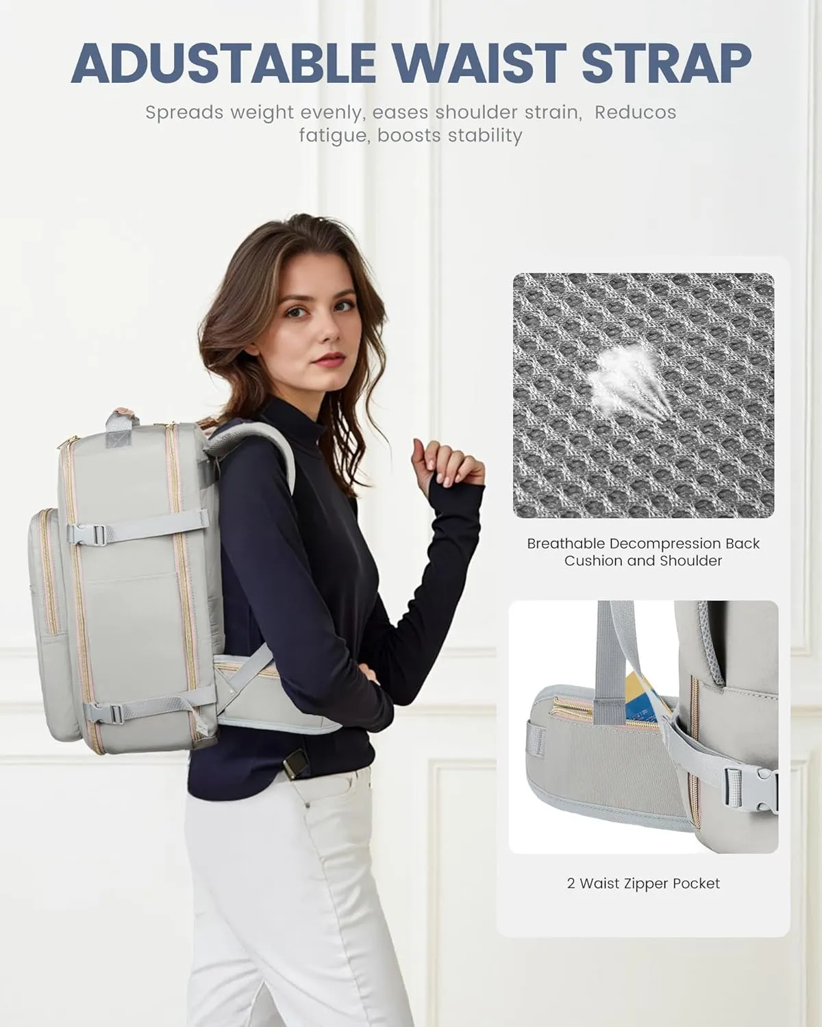 LOVEVOOK Travel Backpack for Women with Waist Strap,40L Cute Carry on Backpack Travels Essentials Personal Item Backpack for Traveling on Airplane,Large Carry on Luggage Travel Bag Flight Approved