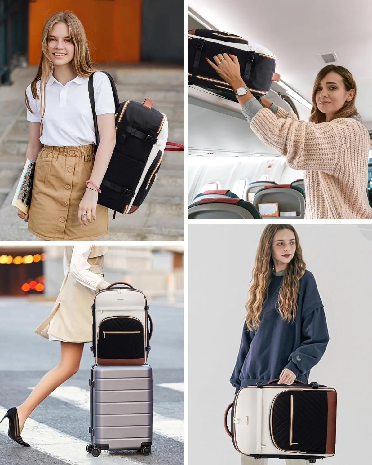 LOVEVOOK Travel Backpack for Women,40L Carry On Backpack for Airplanes,17.3 Inch Laptop Personal Item Travel Bag