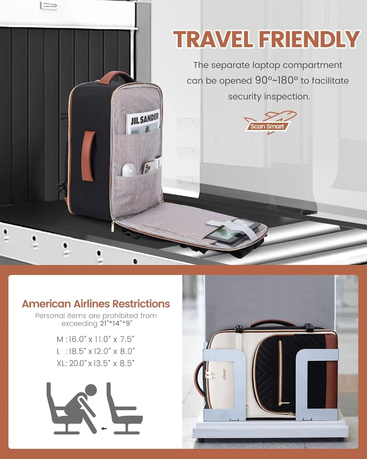 LOVEVOOK Travel Backpack for Women,40L Carry On Backpack for Airplanes,17.3 Inch Laptop Personal Item Travel Bag