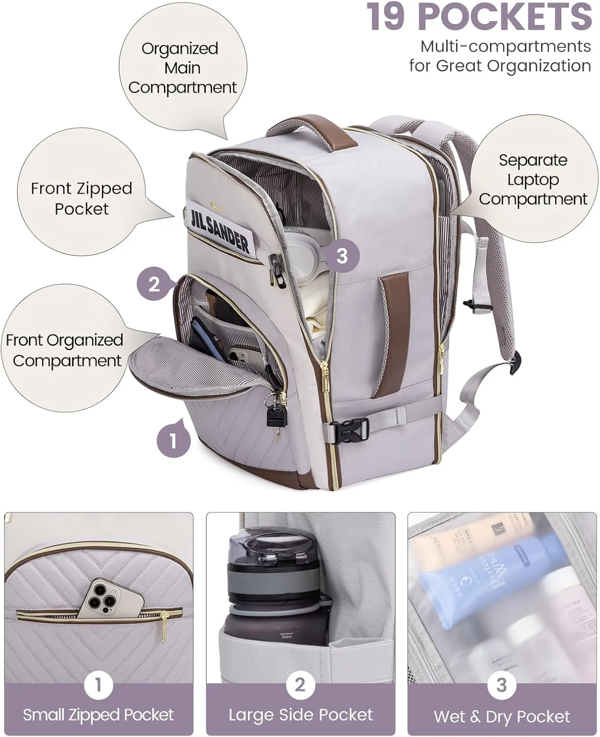 LOVEVOOK Travel Backpack for Women,50L Carry On Backpack for Airplanes,18 Inch Laptop Personal Item Travel Bag,TSA Approved Carry On Luggage,Waterproof Weekender Business Hiking Bag