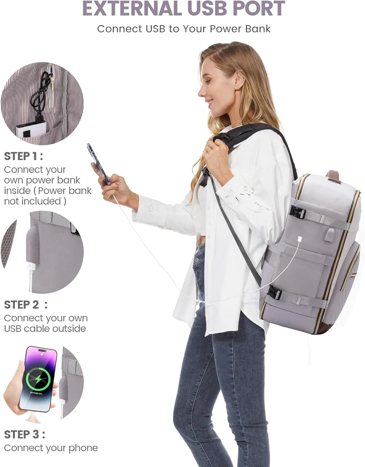 LOVEVOOK Travel Backpack for Women,50L Carry On Backpack for Airplanes,18 Inch Laptop Personal Item Travel Bag,TSA Approved Carry On Luggage,Waterproof Weekender Business Hiking Bag