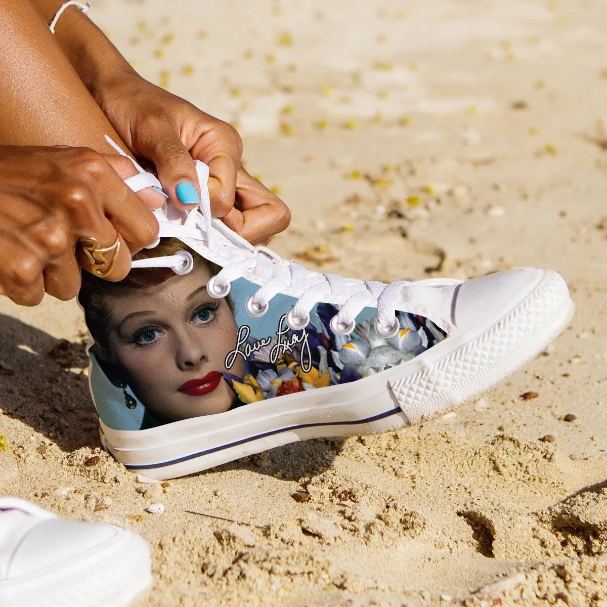 lucille ball ladies high top sneakers