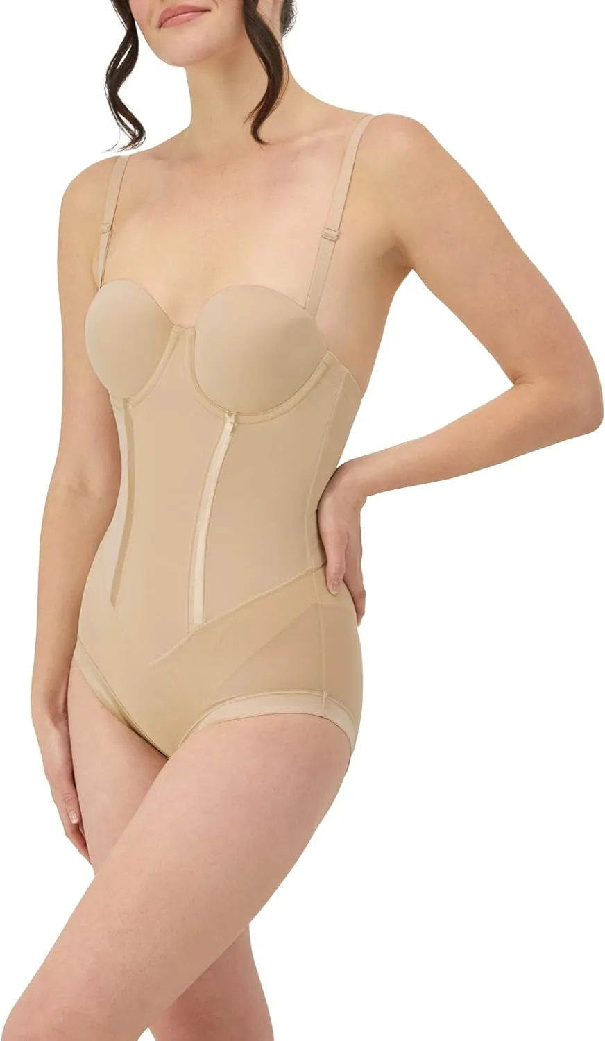 Maidenform Women's Shapewear Tummy Control Bodysuit, Built-In Bra Convertible to Strapless, Ultra Firm Shapewear Bodysuit