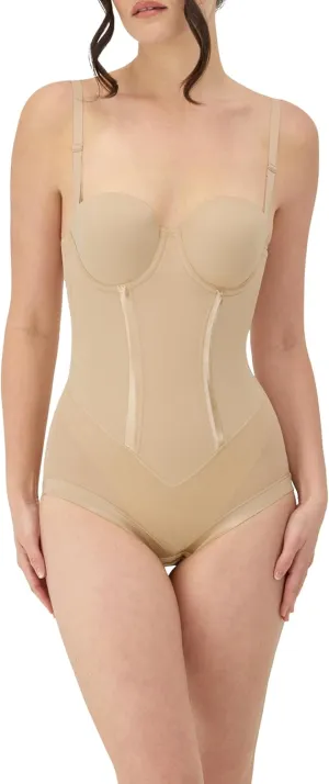Maidenform Women's Shapewear Tummy Control Bodysuit, Built-In Bra Convertible to Strapless, Ultra Firm Shapewear Bodysuit
