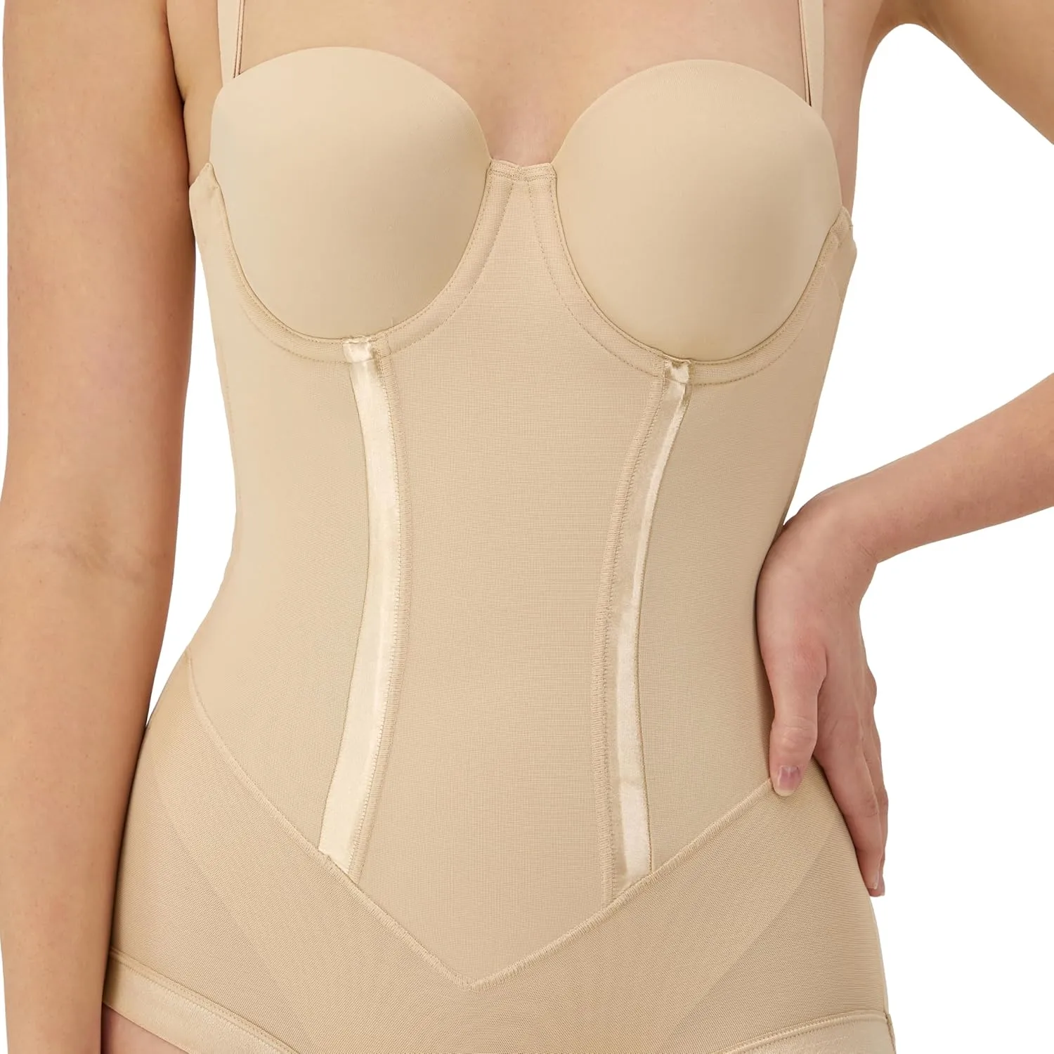 Maidenform Women's Shapewear Tummy Control Bodysuit, Built-In Bra Convertible to Strapless, Ultra Firm Shapewear Bodysuit