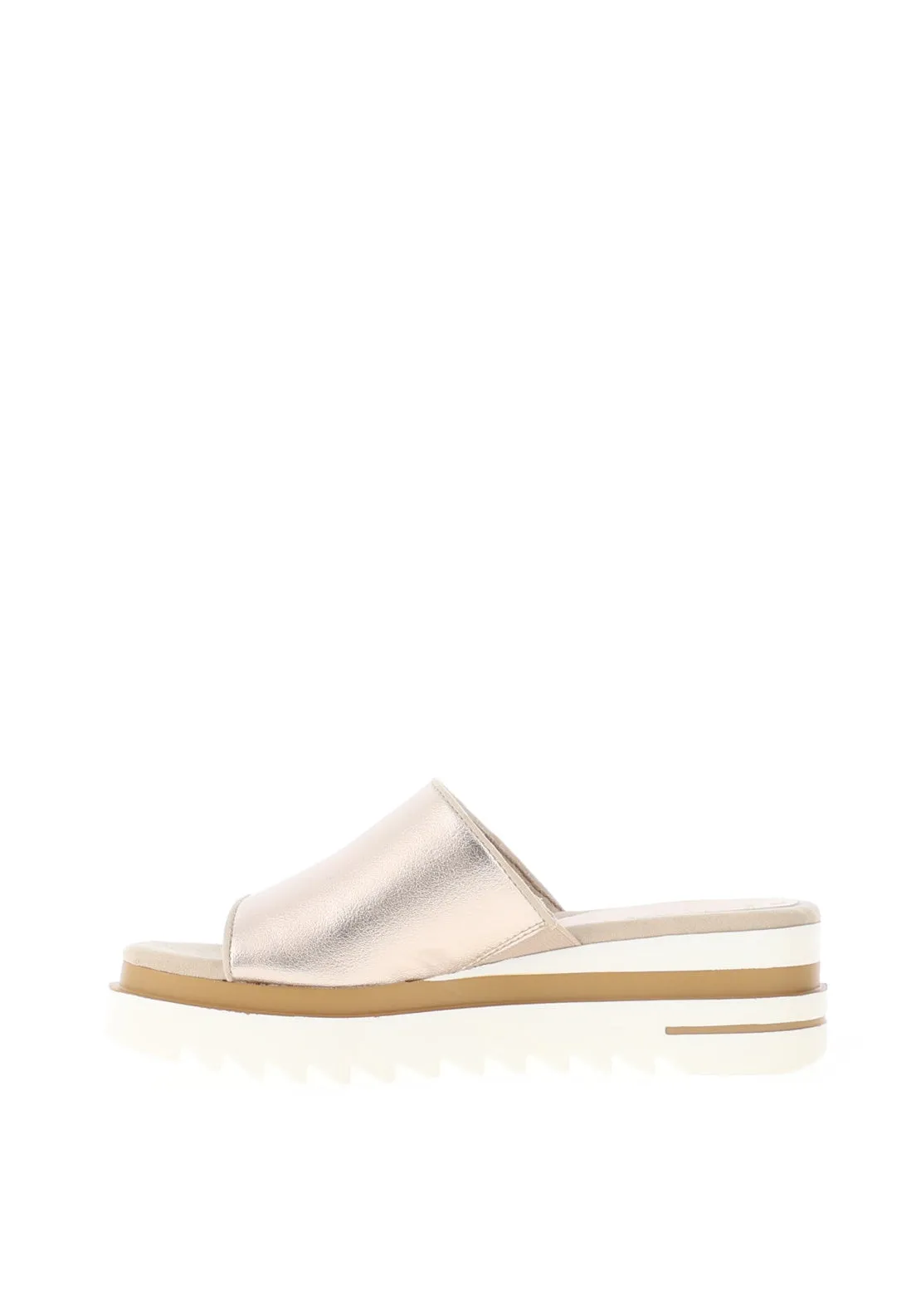 Marco Tozzi Metallic Platform Mule Sandals, Platinum