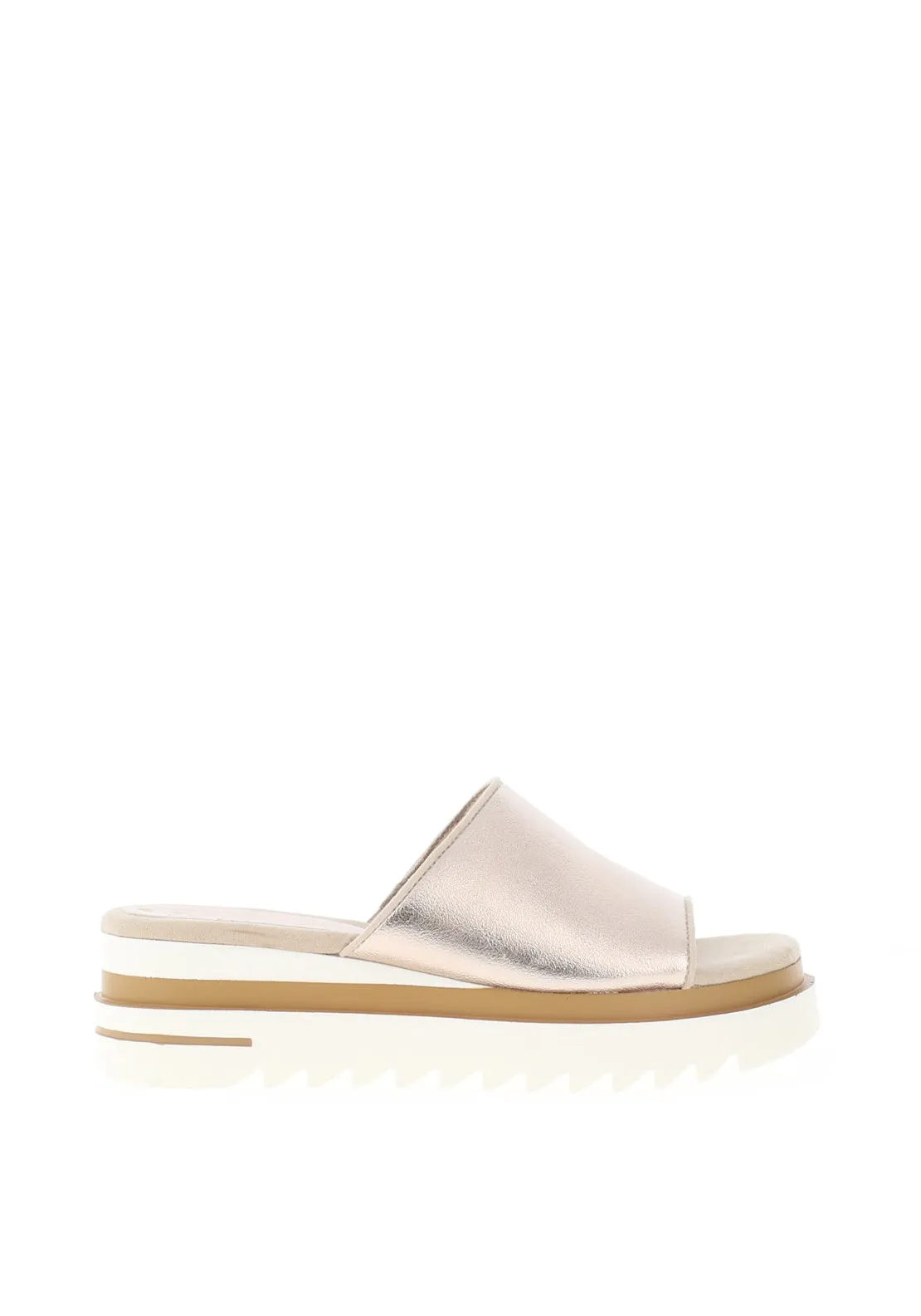 Marco Tozzi Metallic Platform Mule Sandals, Platinum