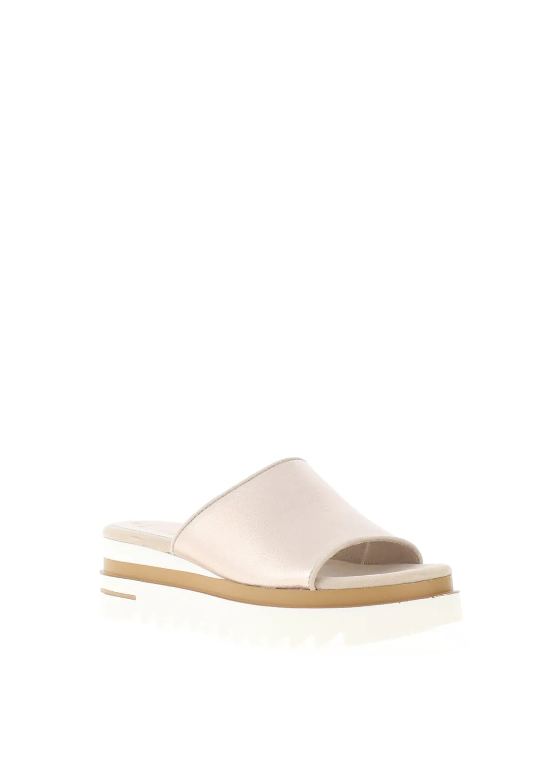 Marco Tozzi Metallic Platform Mule Sandals, Platinum
