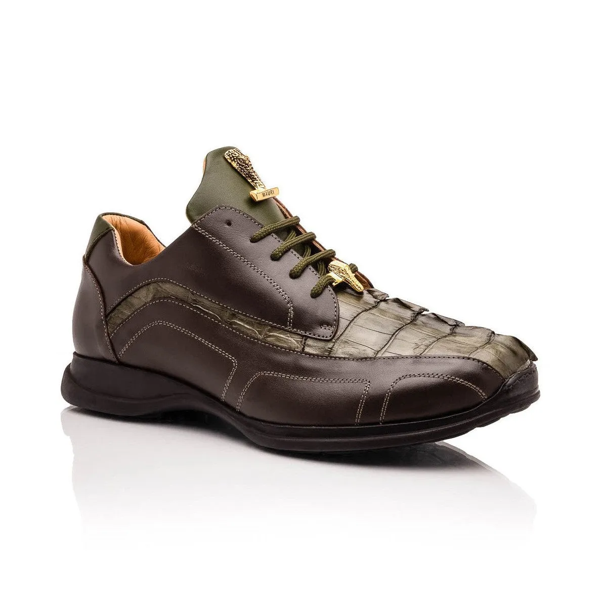 Mauri Flex in Sport Rust / Money Green Mens Exotic Hornback / Nappa Leather Derby Sneakers