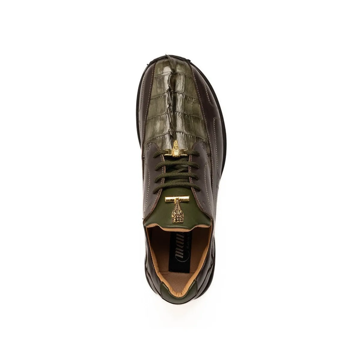 Mauri Flex in Sport Rust / Money Green Mens Exotic Hornback / Nappa Leather Derby Sneakers