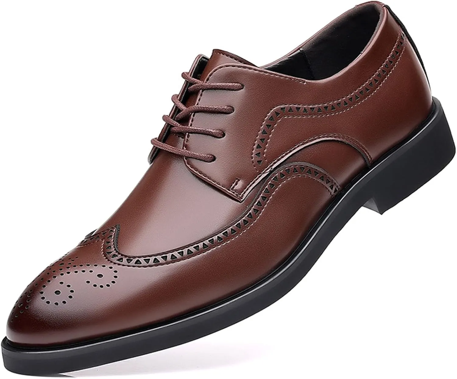 Mens Brogues Classic Oxfords Dress Shoes Formal Business Comfy Breathable Brogues Derby Lace Up Shoes for Men