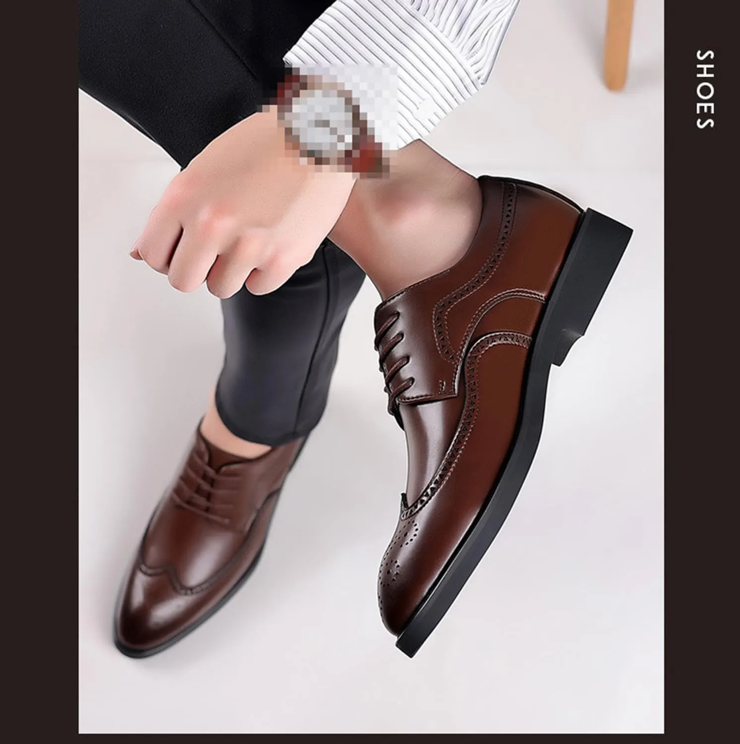 Mens Brogues Classic Oxfords Dress Shoes Formal Business Comfy Breathable Brogues Derby Lace Up Shoes for Men
