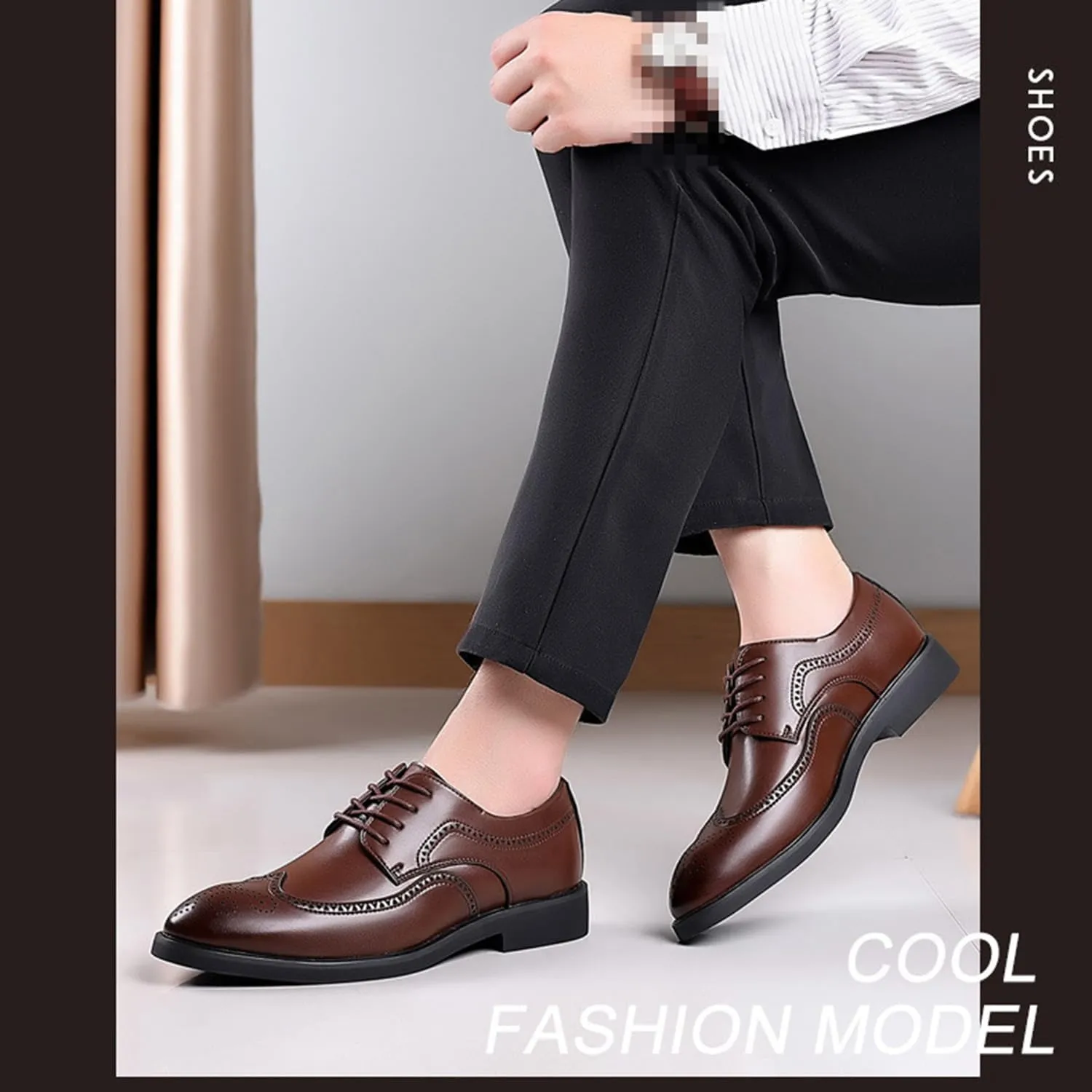 Mens Brogues Classic Oxfords Dress Shoes Formal Business Comfy Breathable Brogues Derby Lace Up Shoes for Men