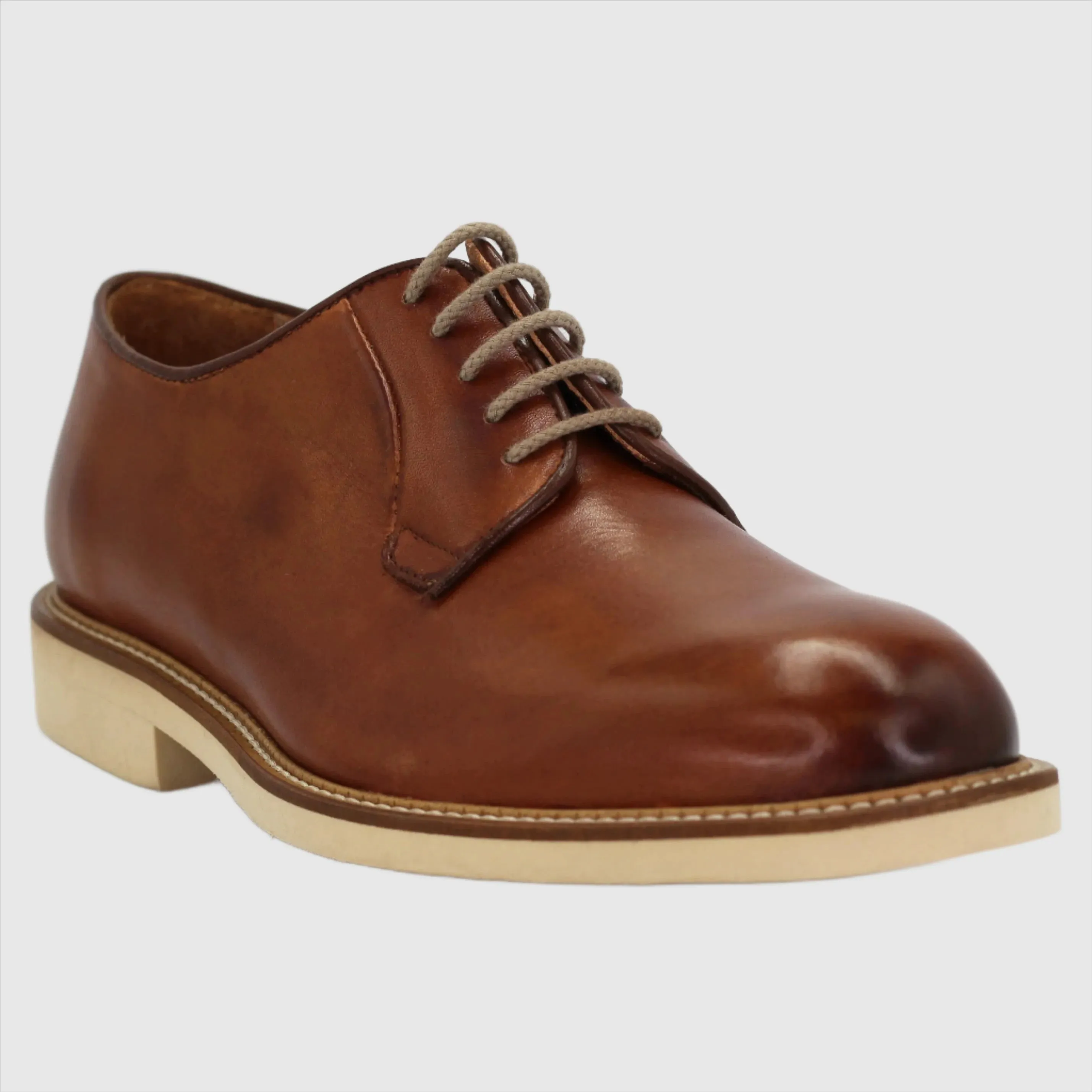 Men's Derby Lace-Up in Calf Leather Cuoio (GRU1019D)