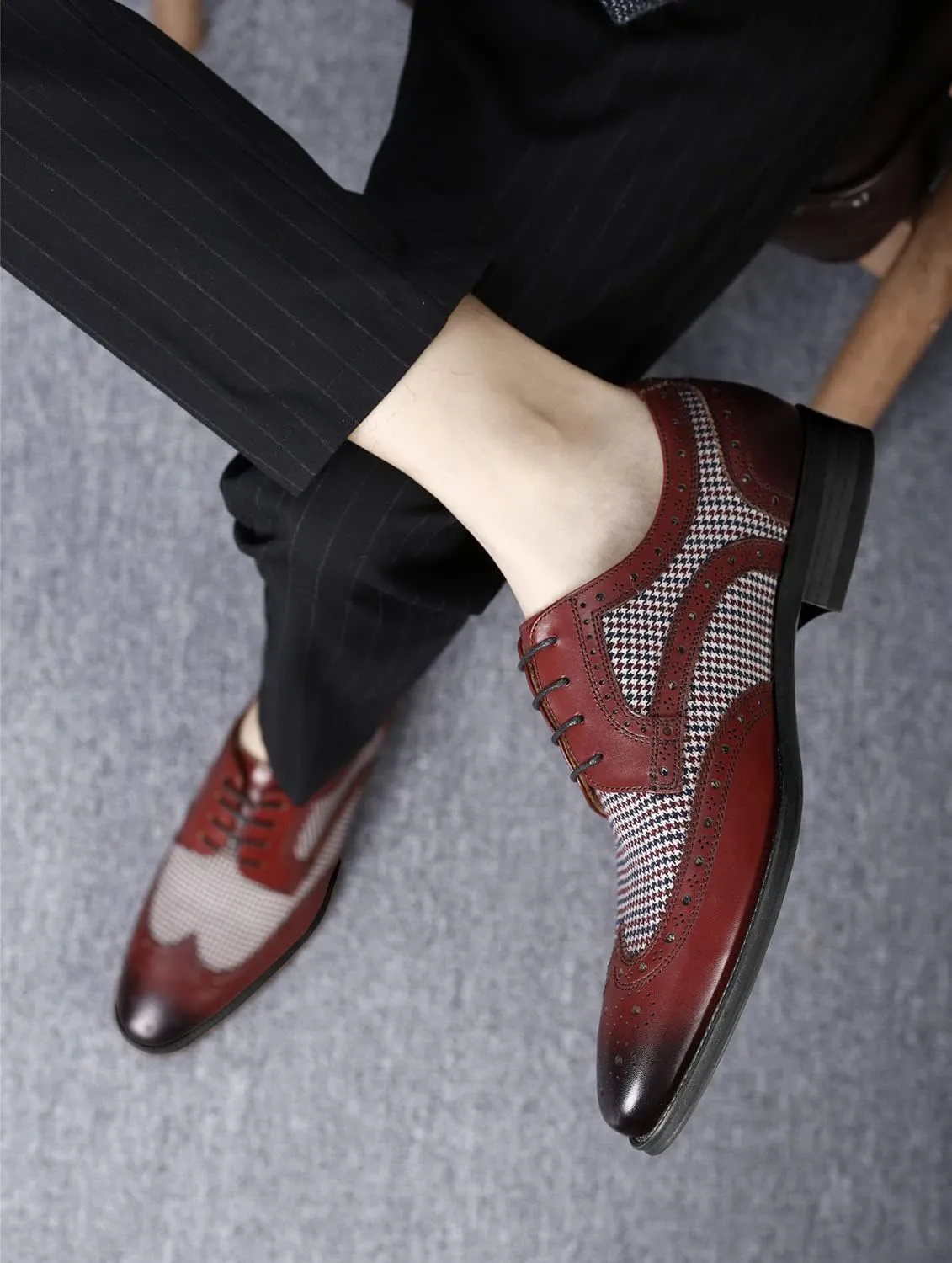 Men's Dress Shoes Lace-up Brogues Derbys Oxford Formal Shoes for Men Wedding Business Office