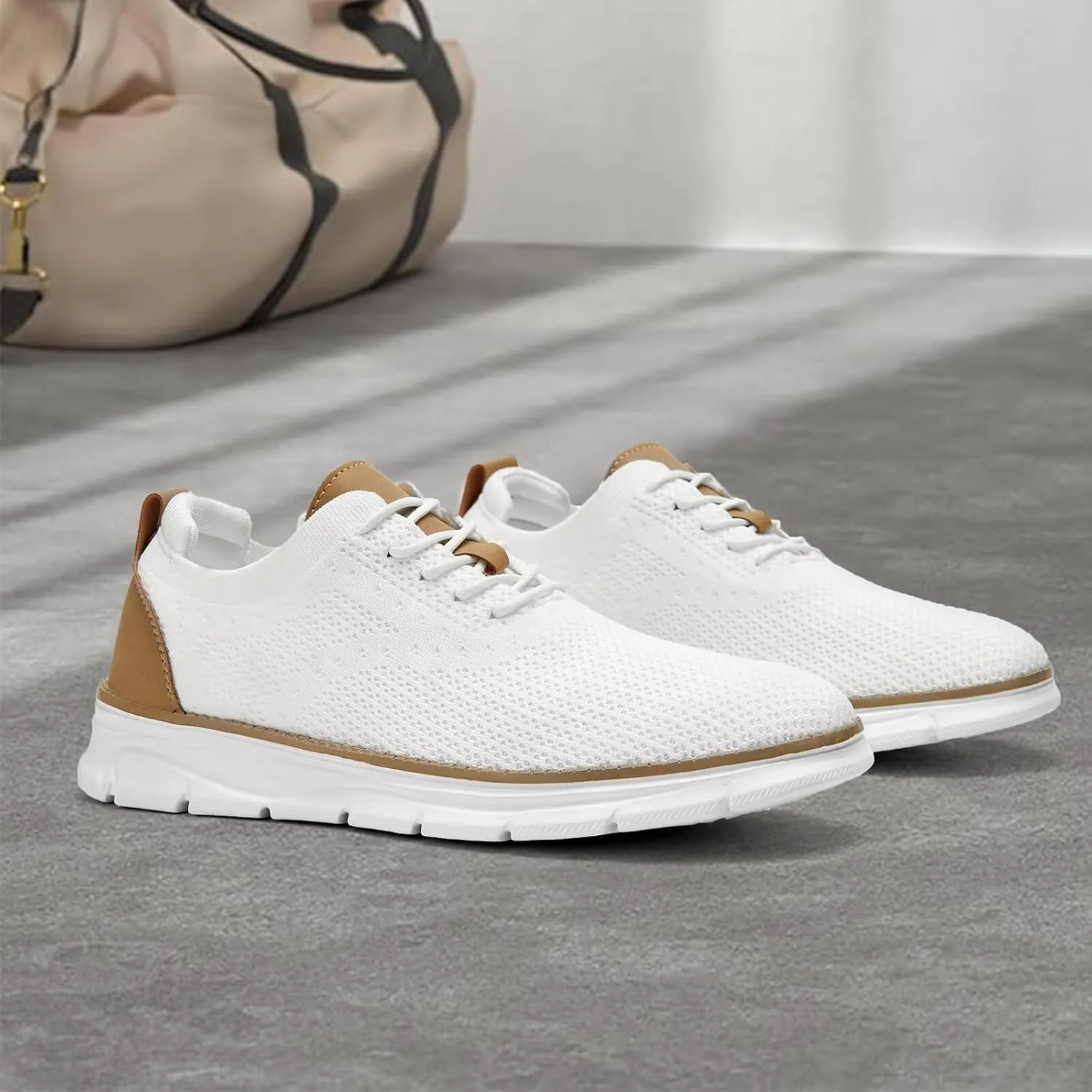 Men's Mesh Sneakers Oxfords Lace-Up Lightweight Casual Walking Shoes Driving Shoes