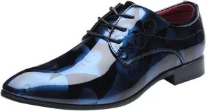 Mens Moccasins Shoes Leather Classical Style Shoes for Men Slip On PU Leather Low Rubber Sole Block Heel Work Leather Boxing Shoes for Men (Blue, 12.5)