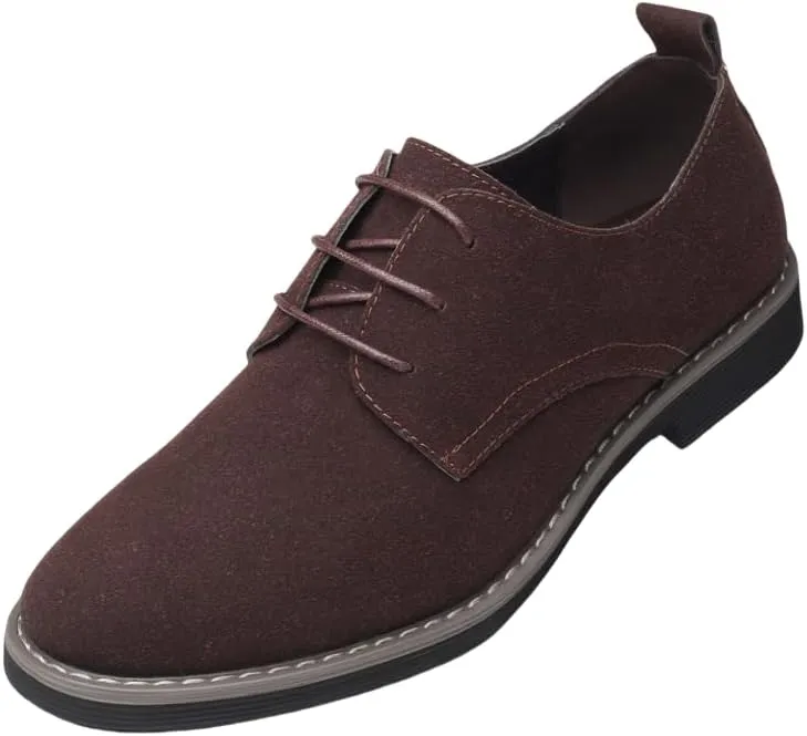 Men's Suede Dress Oxfords Shoes Fashion Round-Toe Lace up Low Top Nubuck Leather Casual Shoes Classic Business Formal Derby Shoe
