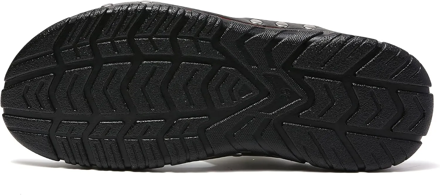 Men's Summer Leather Slide Sandals Open Toe Beach Slippers Shoes