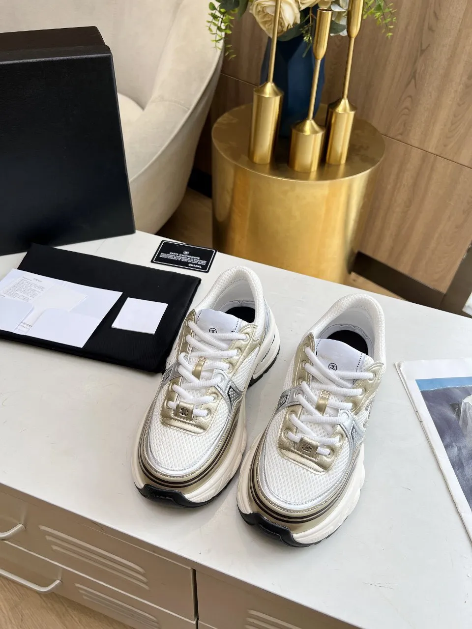 mesh trainer black CHANEL Extensive catalogue Data-driven white gold calfskin
