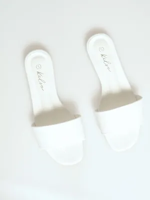 Metallic Band Basic Mule Sandal - White