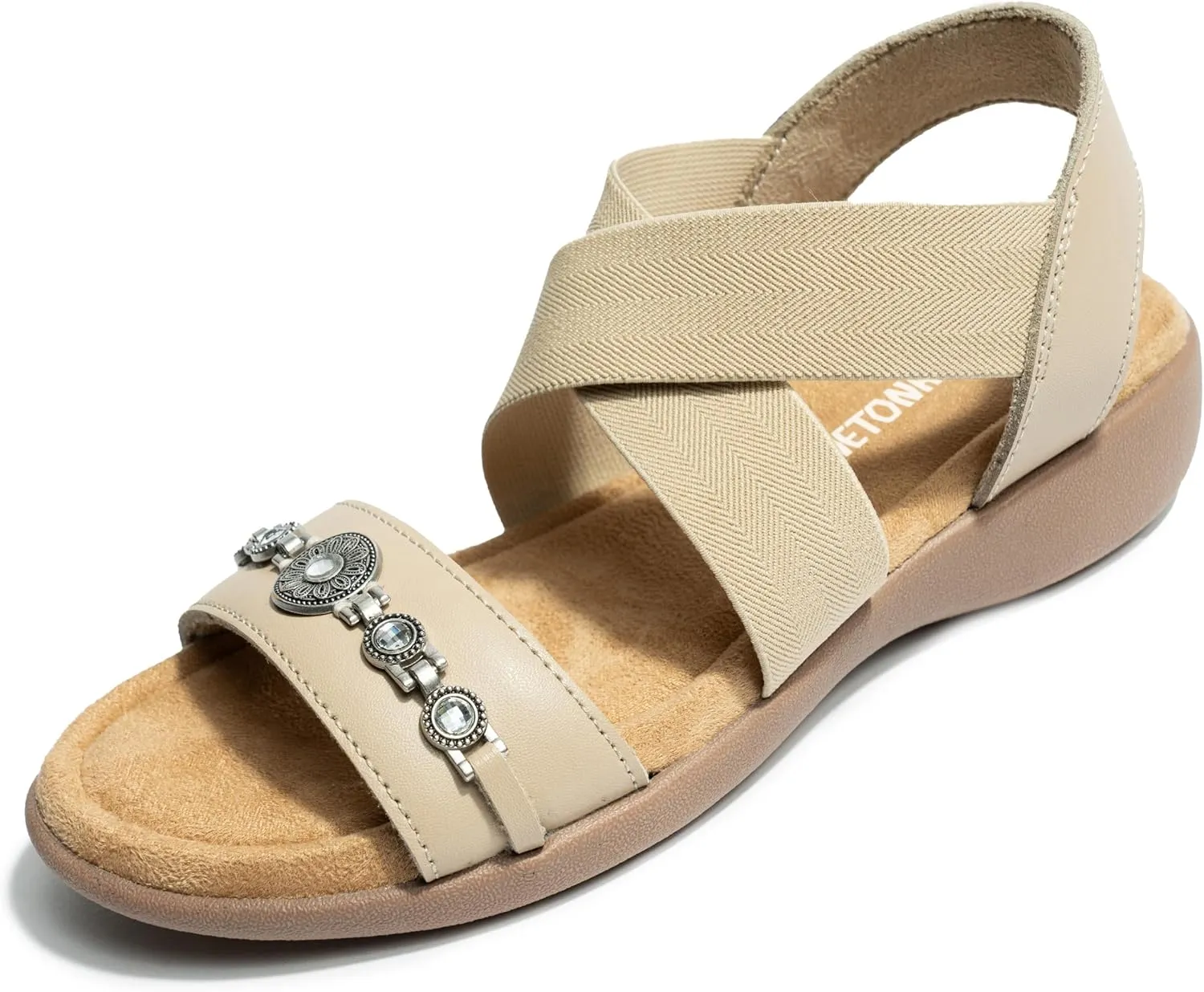 Minnetonka Brenn - Double Band Slide Sandals for Women Handcrafted with Classic Slip-On Silhouette Design, Padded Rubber Soles, and Metal Accents and Ornaments