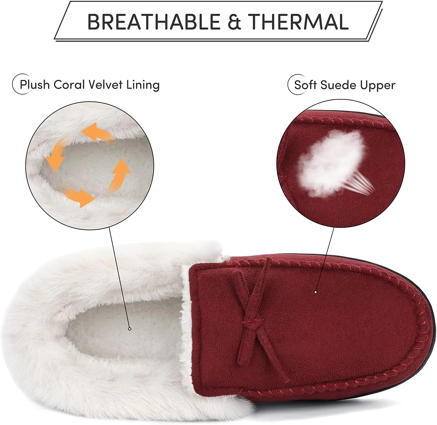 Mishansha Women's House Shoes Memory Foam Suede Moccasin Slippers Winter Warm Fleece Lined Home Shoes with Anti-Skid Rubber Sole