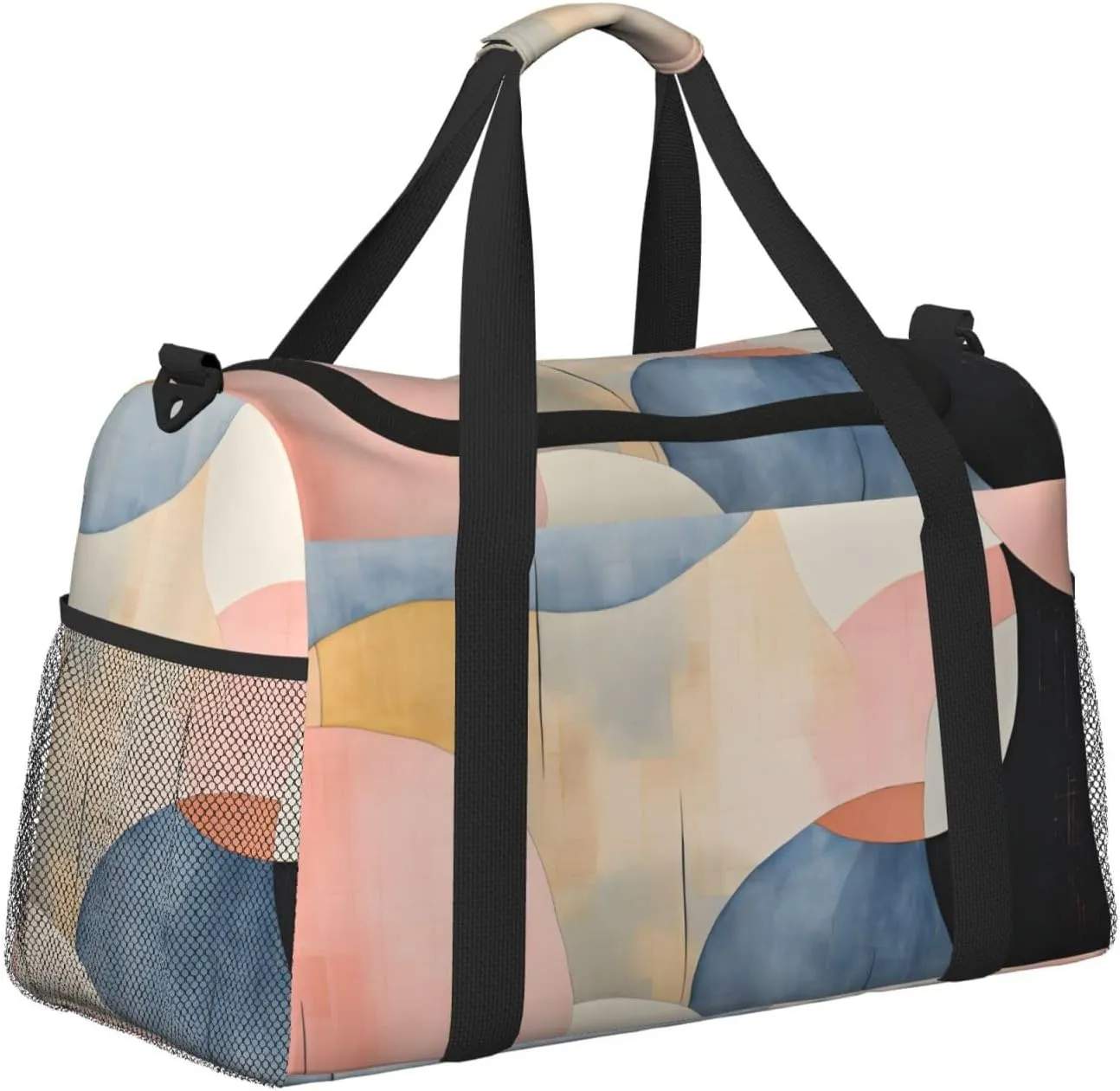 Modern Abstract Pink Blue Travel Duffel Bag with Strap Multi Pockets Sports Bag Handbag Large Shoulder Bag for Gym Weekend Fitness Camping