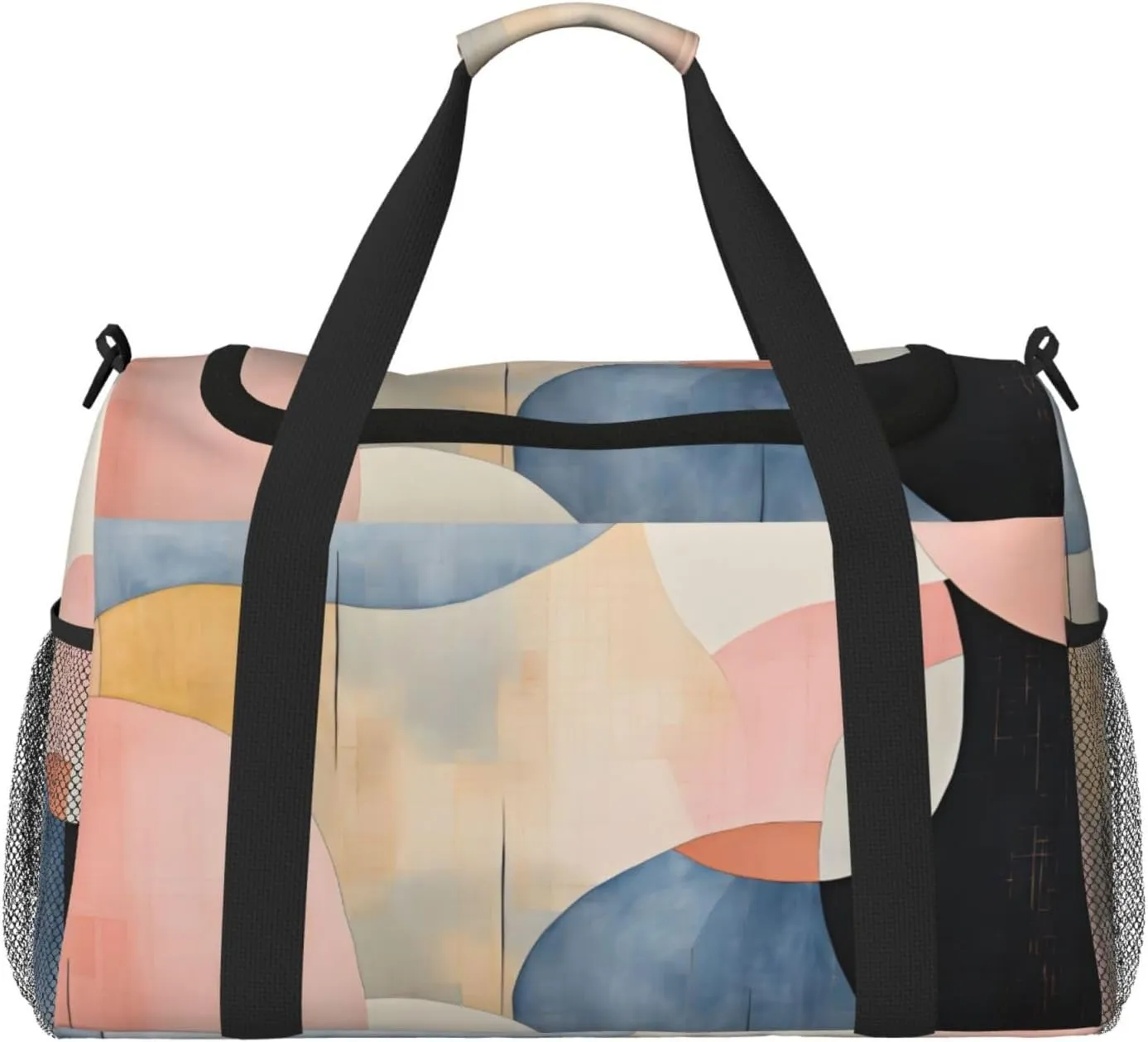 Modern Abstract Pink Blue Travel Duffel Bag with Strap Multi Pockets Sports Bag Handbag Large Shoulder Bag for Gym Weekend Fitness Camping