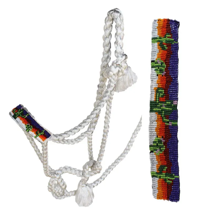 Mule Tape Halter, 10' Lead Rope, Beaded Nose Band