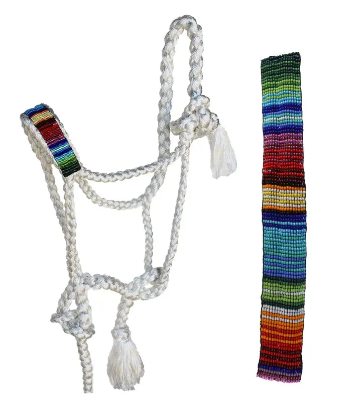 Mule Tape Halter, 10' Lead Rope, Beaded Nose Band