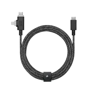 Native Union Belt Cable Duo Pro 240W – 8ft Reinforced Braided Universal PD3.1Charging Cable – Made with Recycled Materials – 2-in-1 MFi Certified Connectors for Lightning & Type-C Devices (Cosmos)