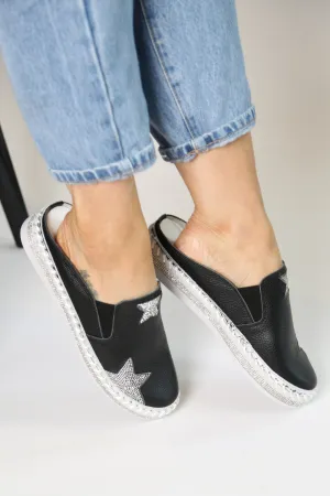 NIKA Black Star Leather Mule