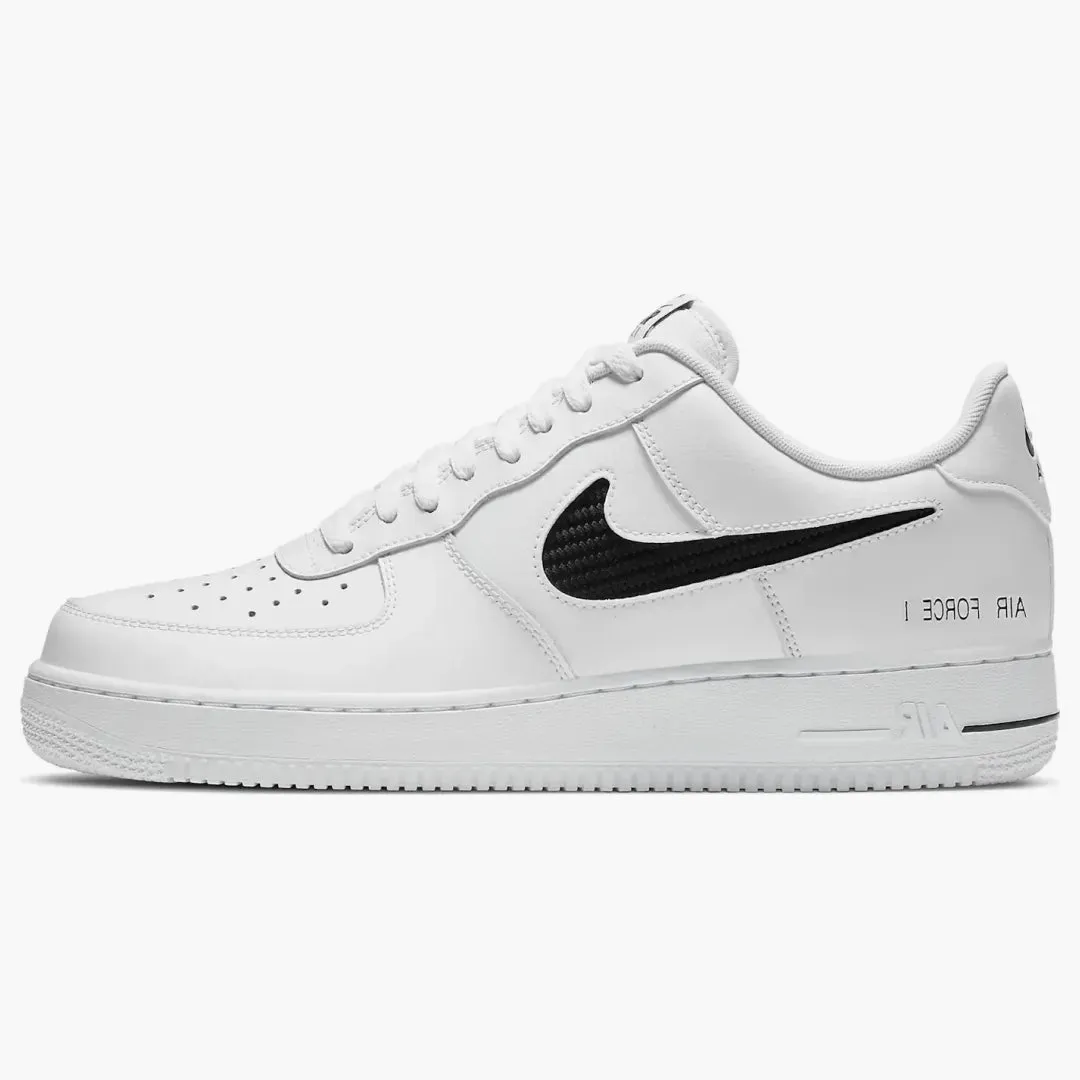 Nike Air Force 1 Low Cut Out Swoosh White Black