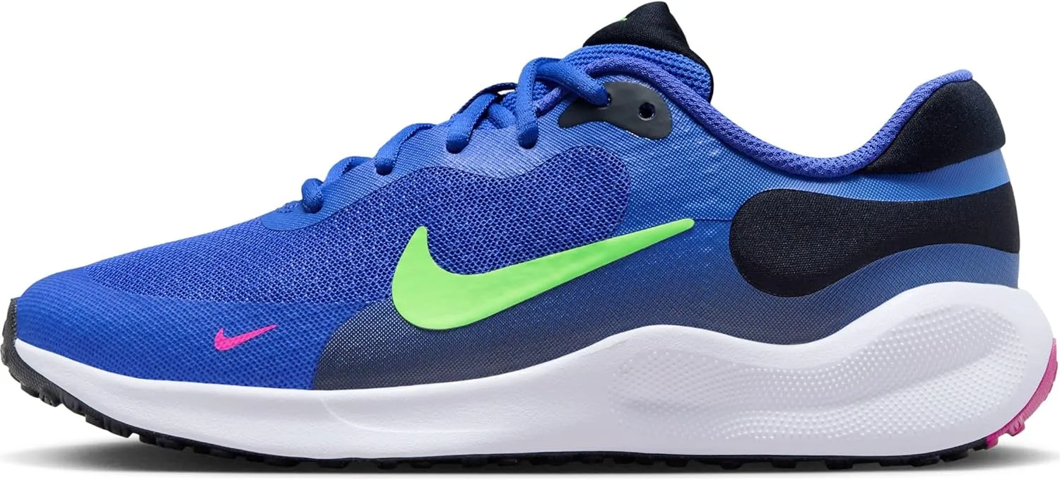 NIKE Boy's Sneaker Low, Lt Ultramarine Lime Blast Dark Obsidian, 34 EU
