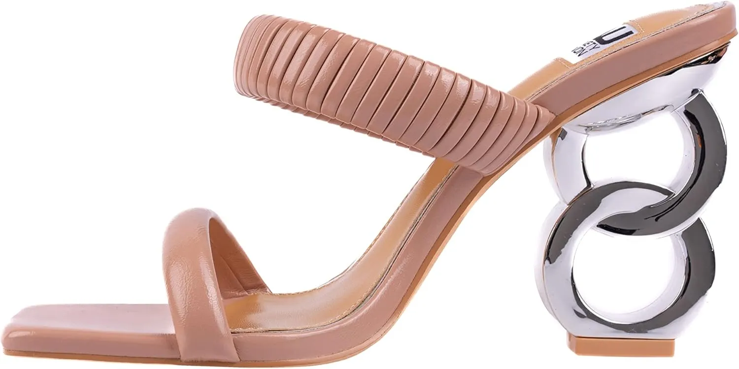 Ninety Union Raddle Metallic Heel Pleaded Two Band Slide