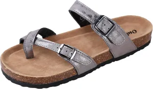 Outwoods Women's Bork-30 Vegan Leather Slide On Toe Loop Sandals