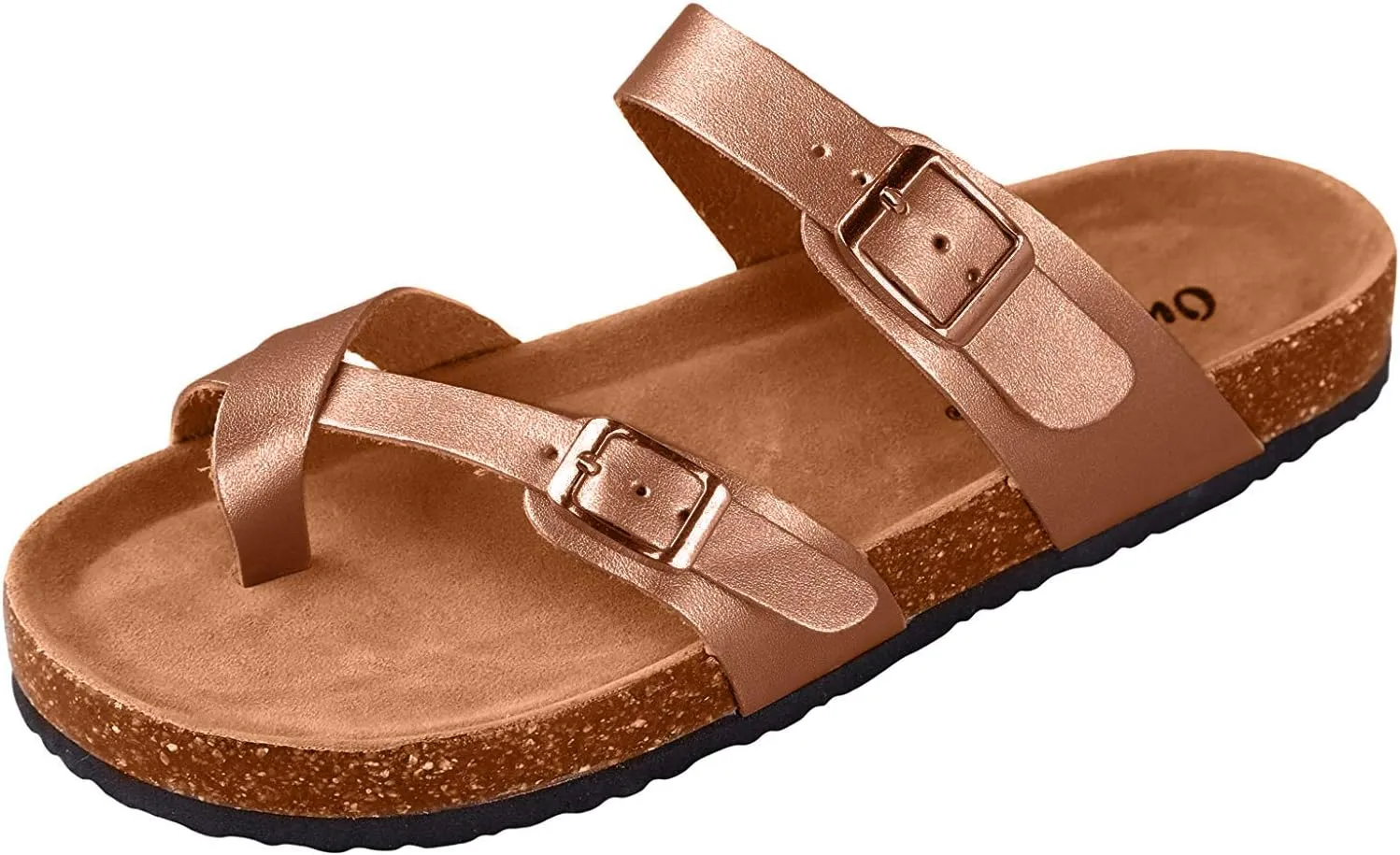 Outwoods Women's Bork-30 Vegan Leather Slide On Toe Loop Sandals
