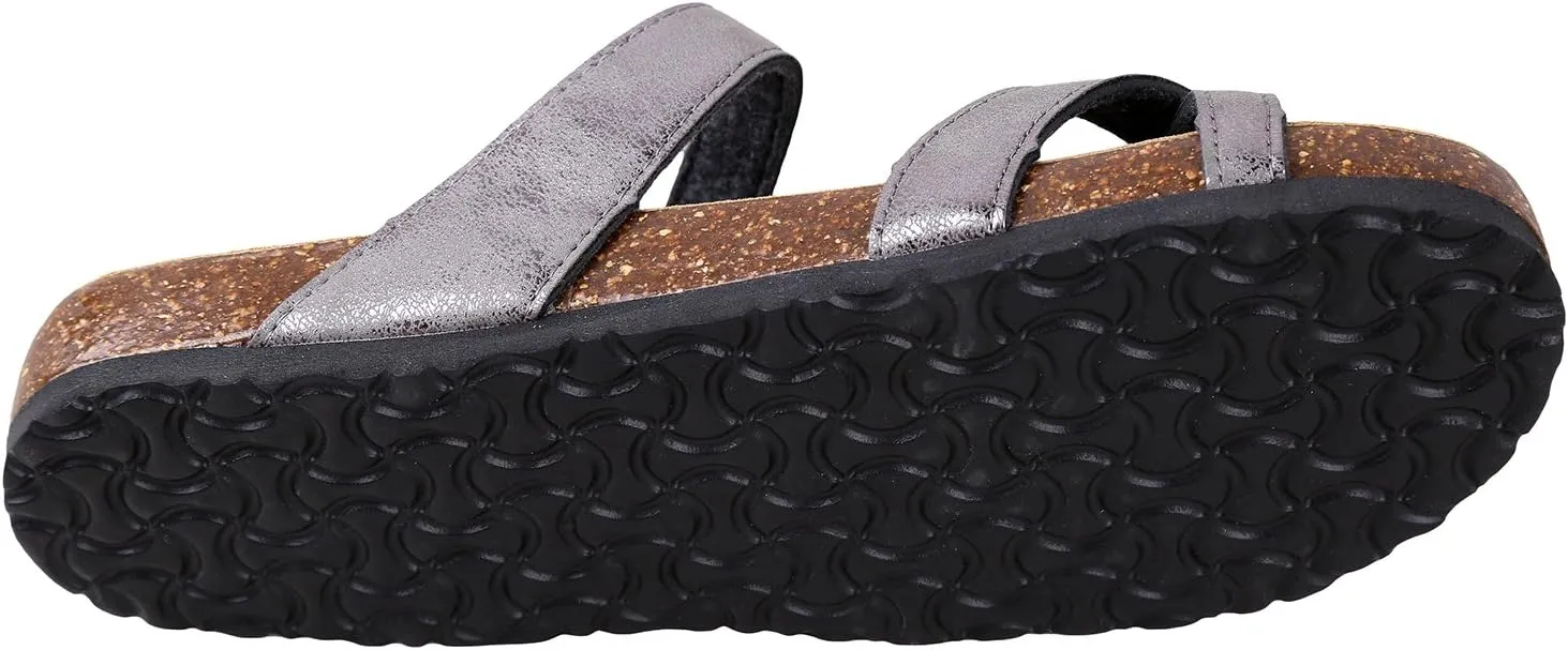 Outwoods Women's Bork-30 Vegan Leather Slide On Toe Loop Sandals