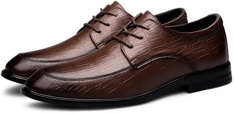 Oxford Shoes for Men Lace Up Leather Apron Toe Derby Shoes Rubber Sole Non Slip Block Heel Anti-Slip Slip Resistant Wedding