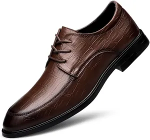 Oxford Shoes for Men Lace Up Leather Apron Toe Derby Shoes Rubber Sole Non Slip Block Heel Anti-Slip Slip Resistant Wedding