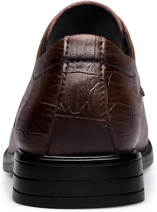 Oxford Shoes for Men Lace Up Leather Apron Toe Derby Shoes Rubber Sole Non Slip Block Heel Anti-Slip Slip Resistant Wedding