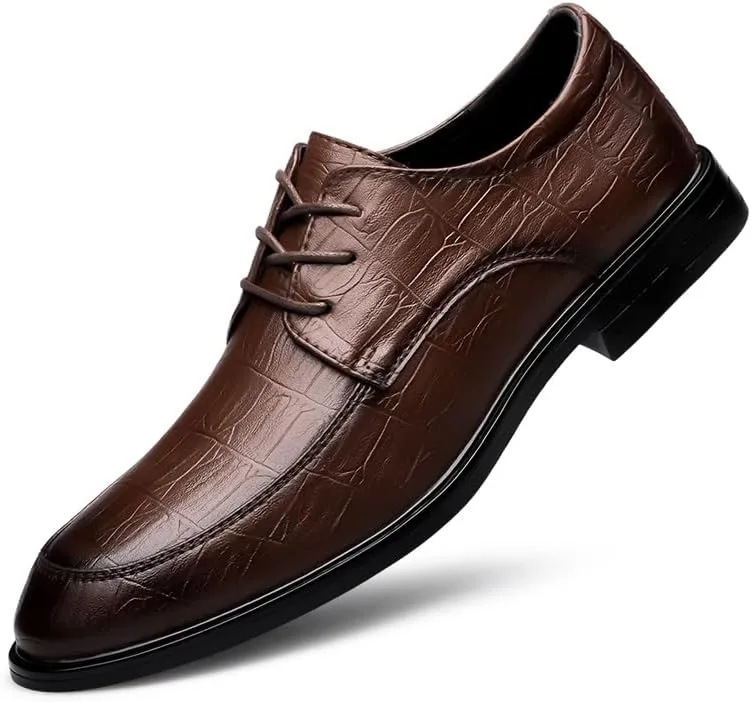 Oxford Shoes for Men Lace Up Leather Apron Toe Derby Shoes Rubber Sole Non Slip Block Heel Anti-Slip Slip Resistant Wedding